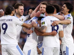 Leeds beat Burnley and opened up a nine-point lead over Tottenham, keeping them in the Premier League